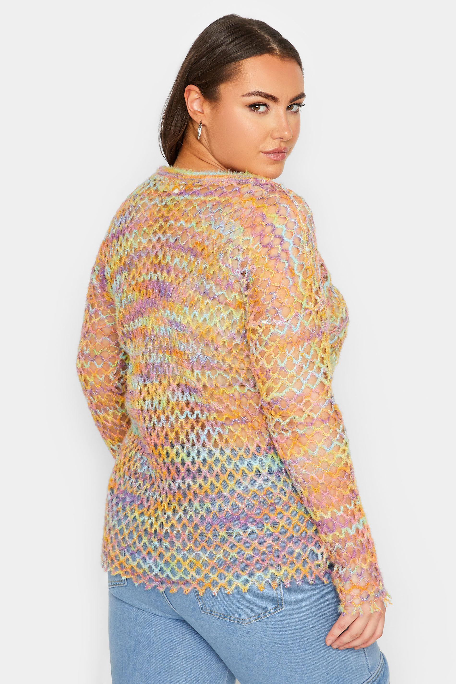 YOURS Plus Size Curve Yellow Space Dye Knit Top | Yours Clothing  3