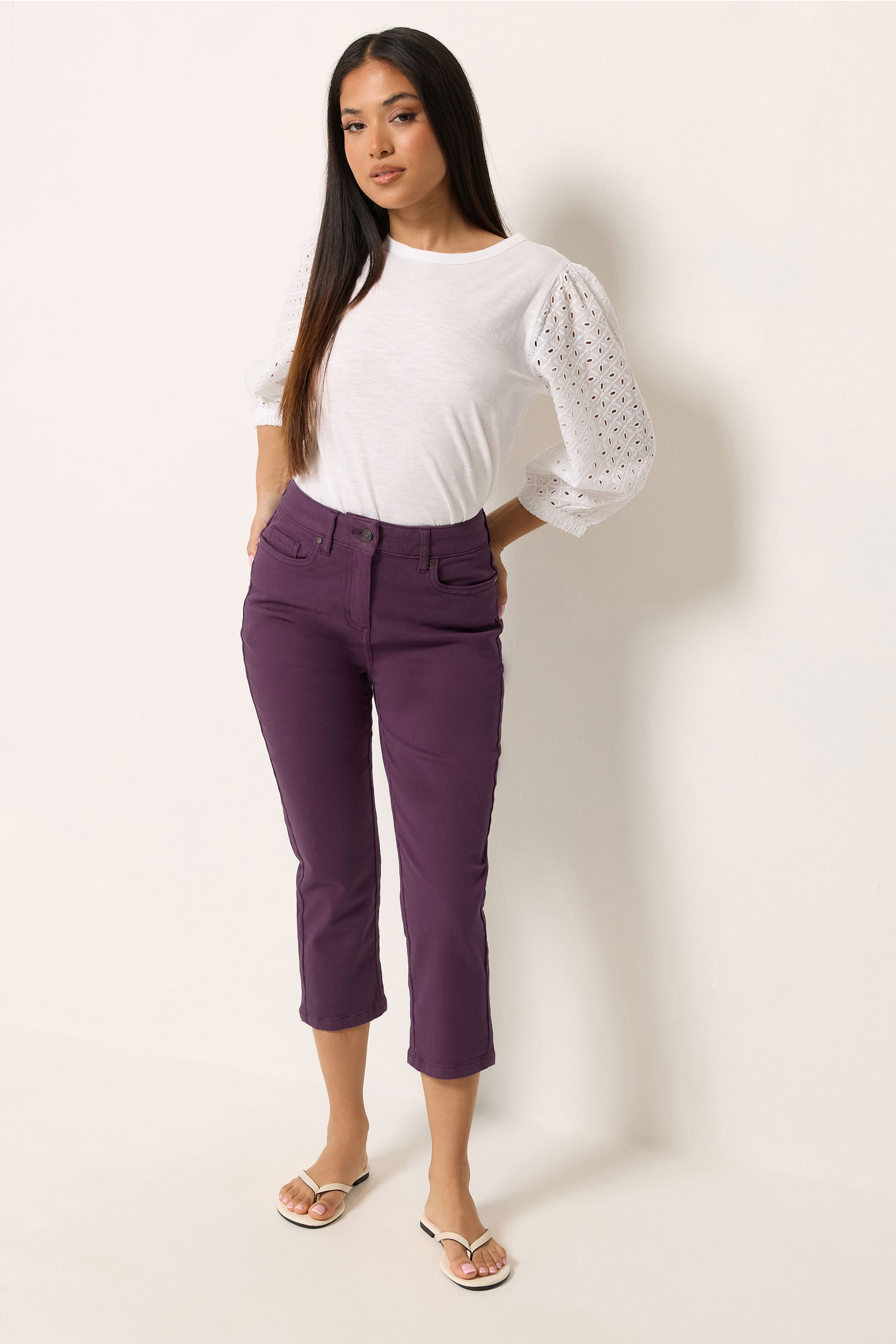 M&Co Petite Berry Purple Ankle Grazer Jeans | M&Co 3