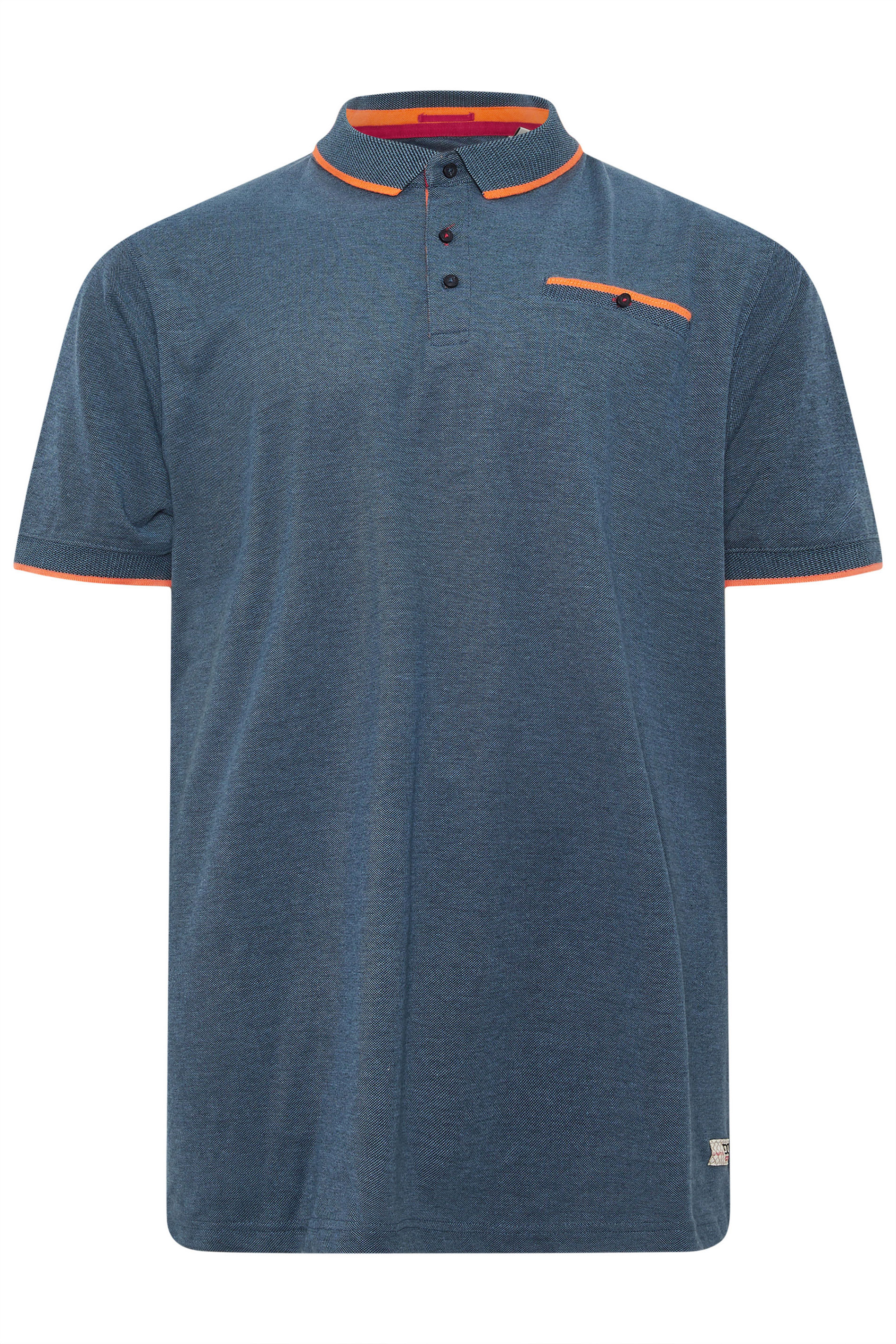 D555 Big & Tall Teal Blue Jacquard Polo Shirt | BadRhino 2