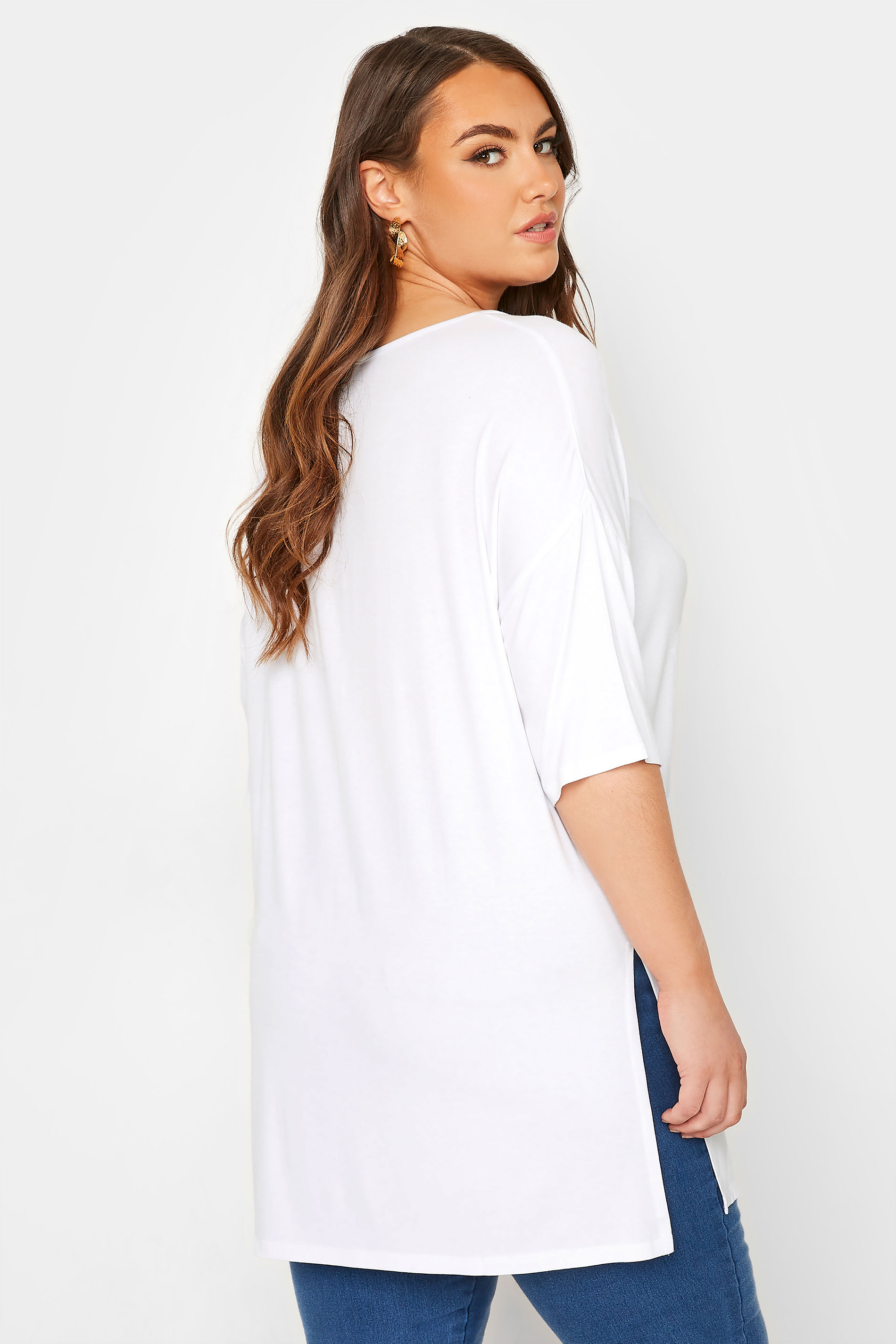 Grande taille  Tops Grande taille  T-Shirts | T-Shirt Blanc Oversize Long en Jersey - NB85827