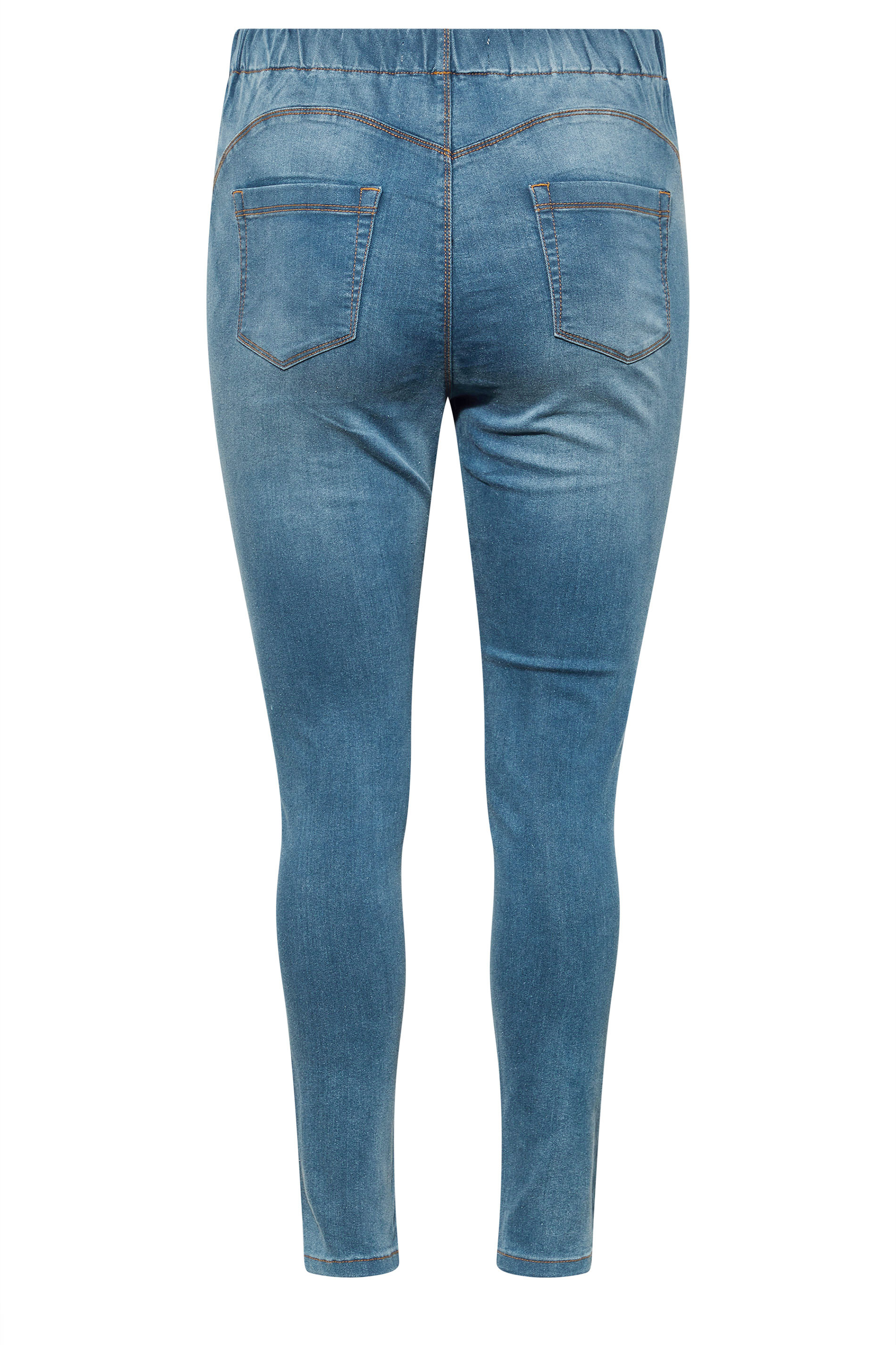 YOURS Curve Mid Blue Distressed Cat Scratch Stretch Cropped Jeggings