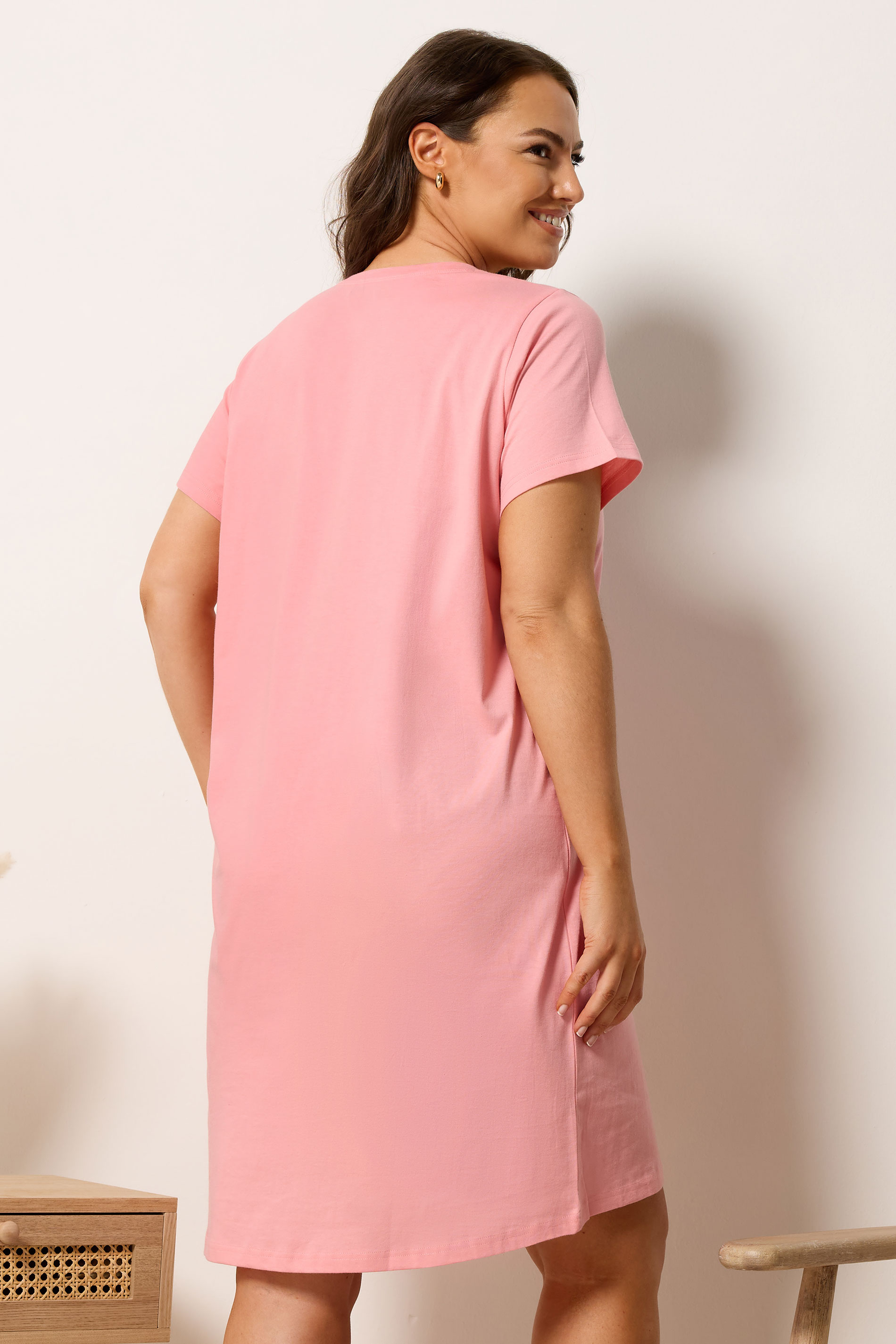 YOURS Plus Size Pink 'Coastal Vibes' Dipped Back Nightdress | Yours Clothing 2