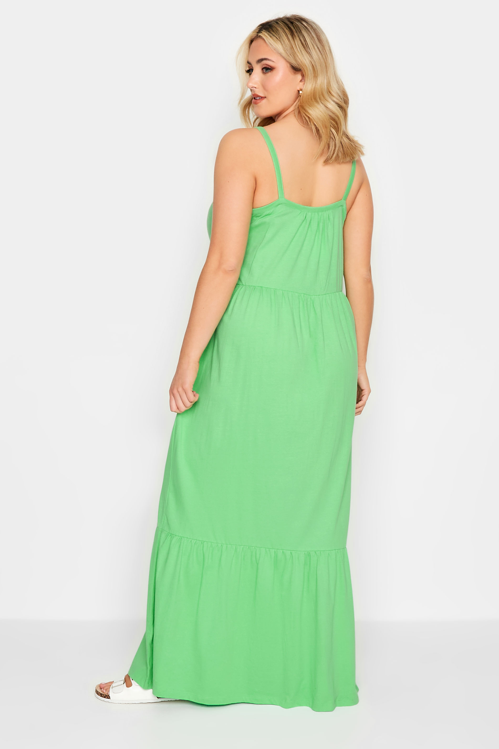 YOURS Curve Plus Size Green Tiered Maxi Sundress | Yours Clothing  3
