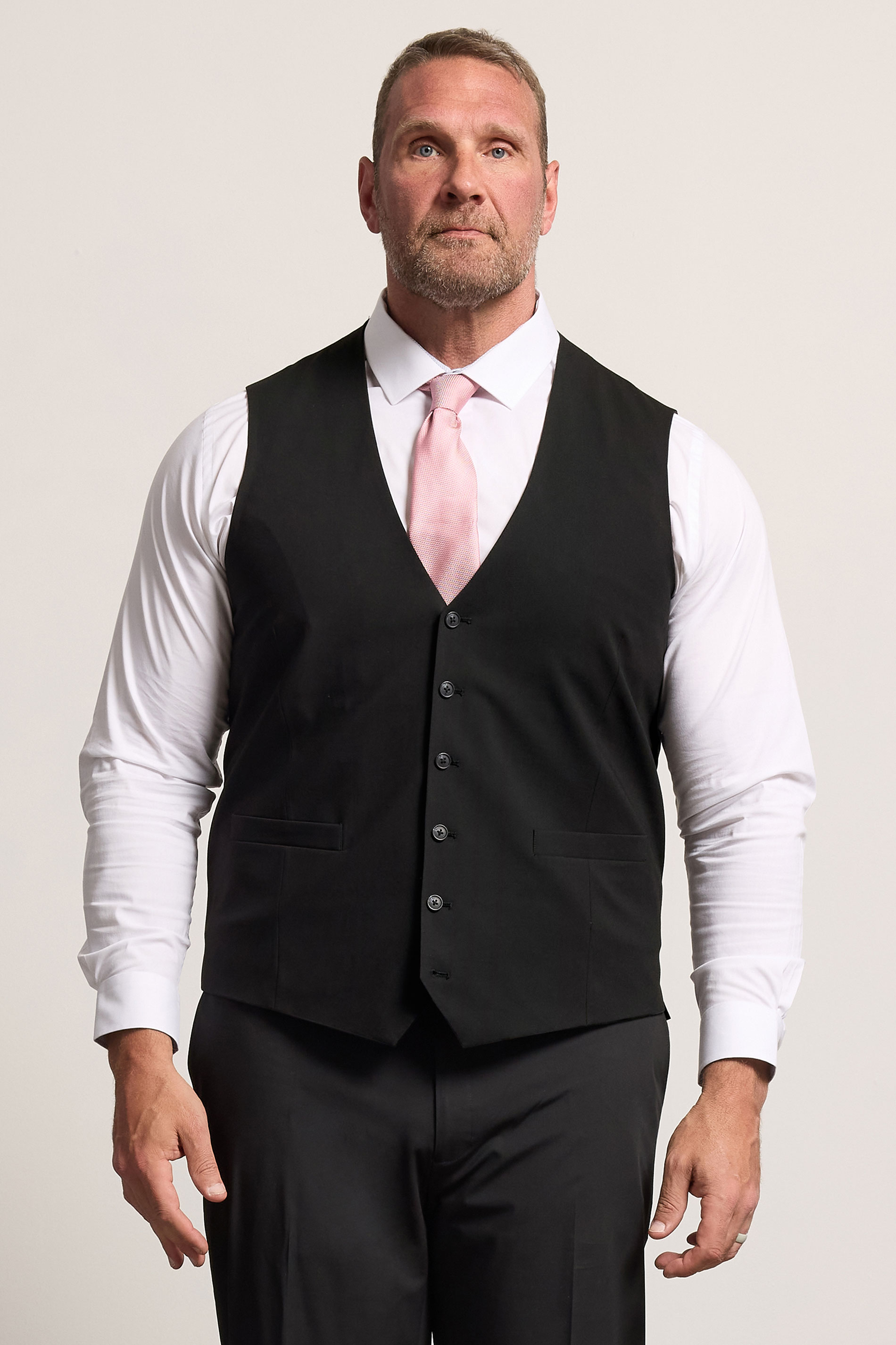 D555 Big & Tall Black Suit Waistcoat | BadRhino 3
