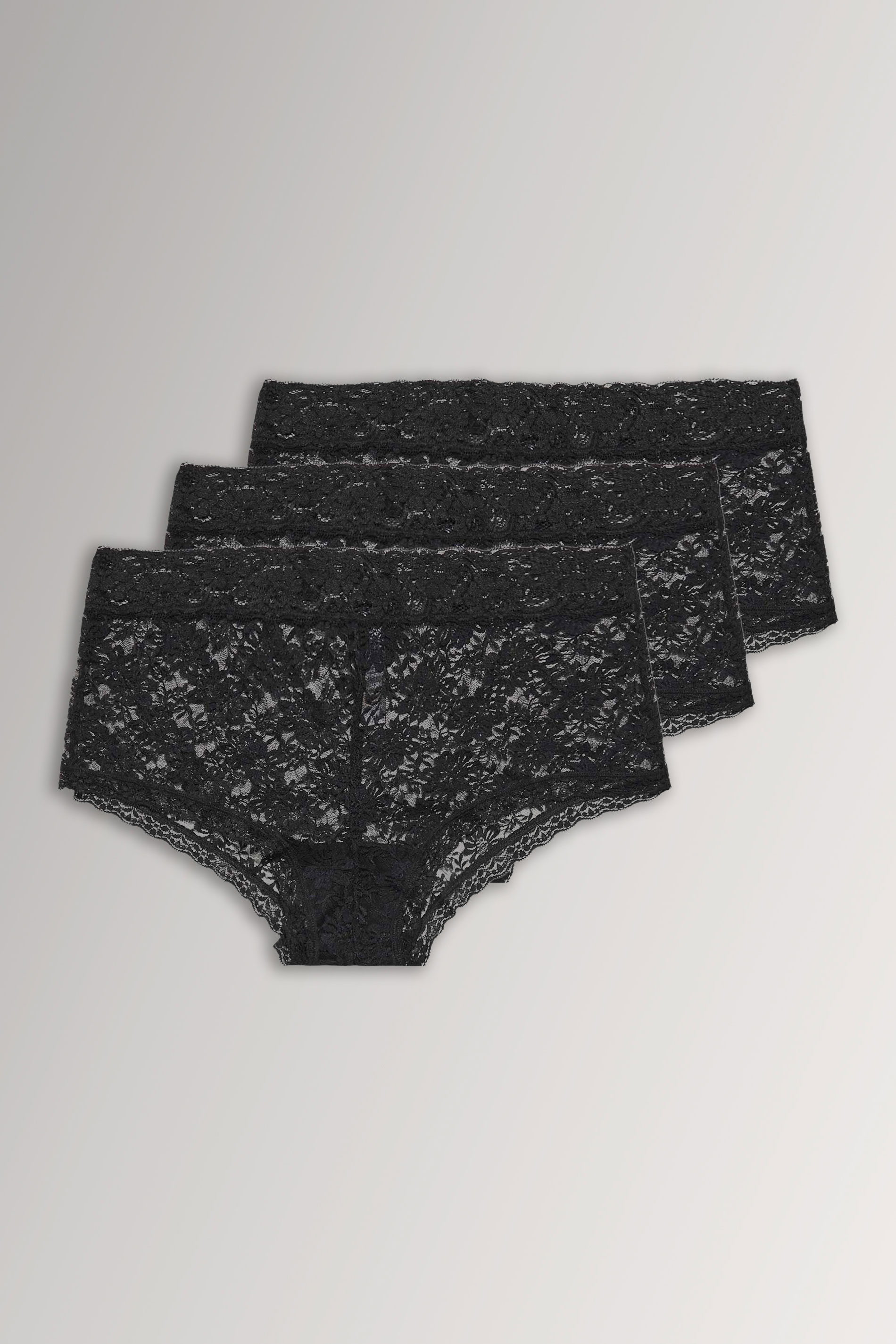 Plus Size 3 PACK Black Lace Mid Rise Shorts | Yours Clothing  3