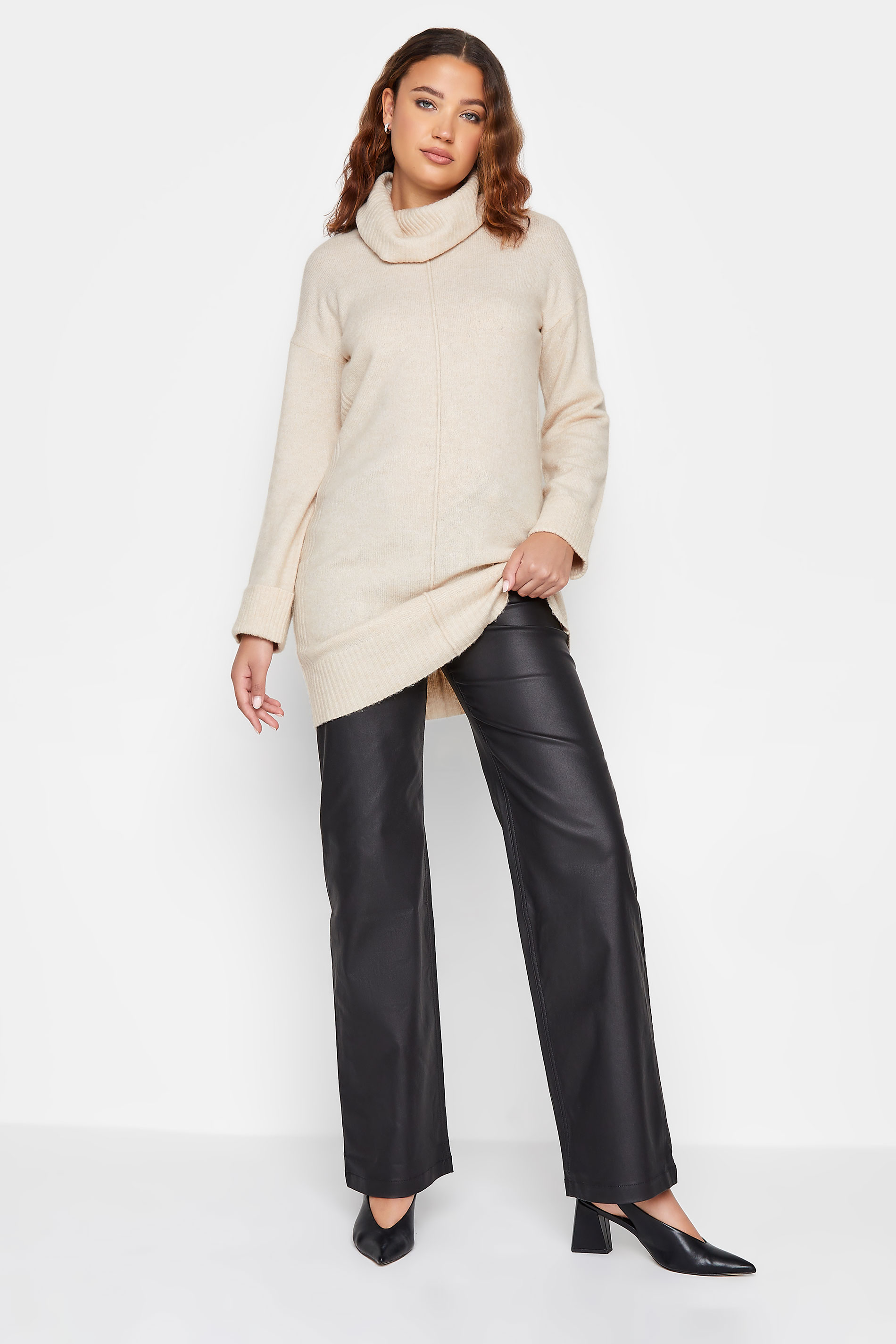 LTS Tall Ivory White Boxy Roll Neck Jumper | Long Tall Sally 2