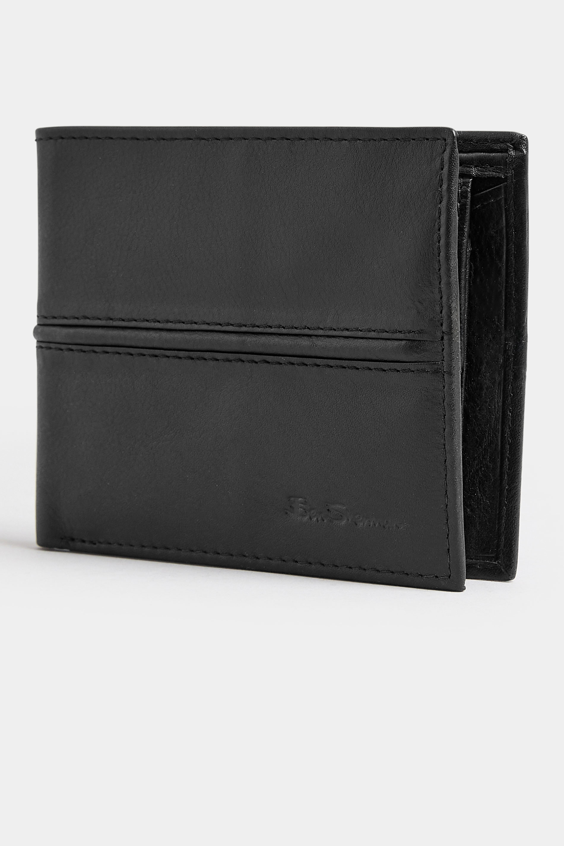 BEN SHERMAN Black Leather 'Freeman' Bi-Fold Wallet | BadRhino 1