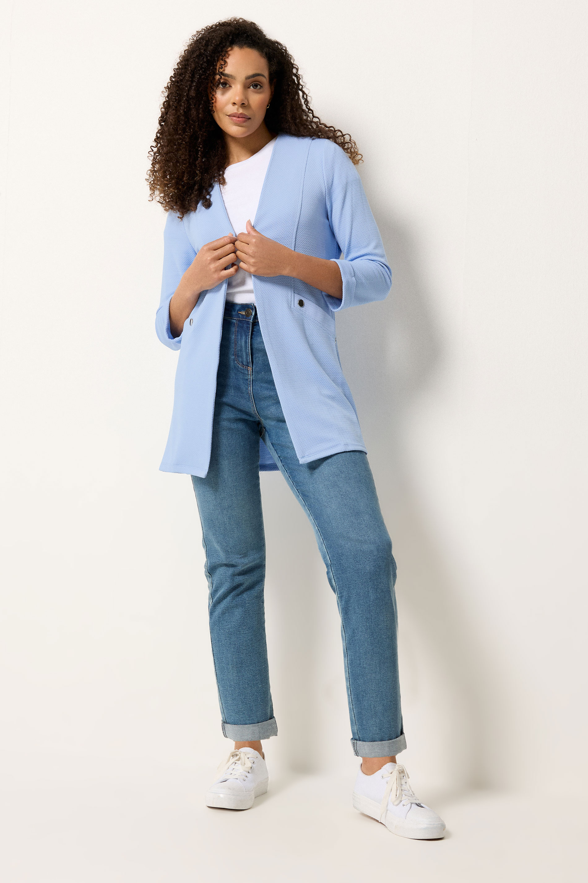 M&Co Blue Textured Jersey Jacket | M&Co 1