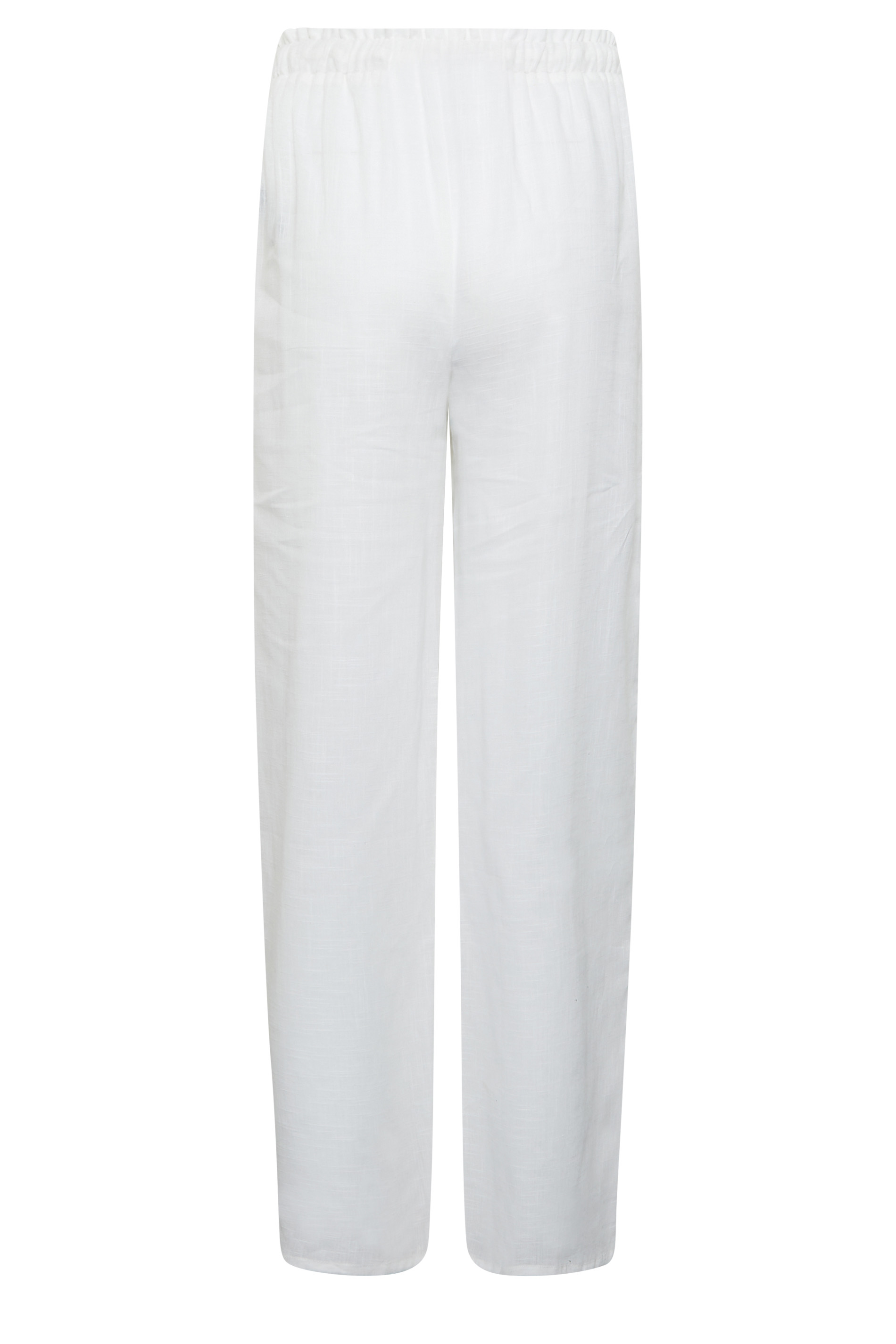 LTS Tall Women's White Cotton Wide Leg Beach Trousers | Long Tall Sally  3