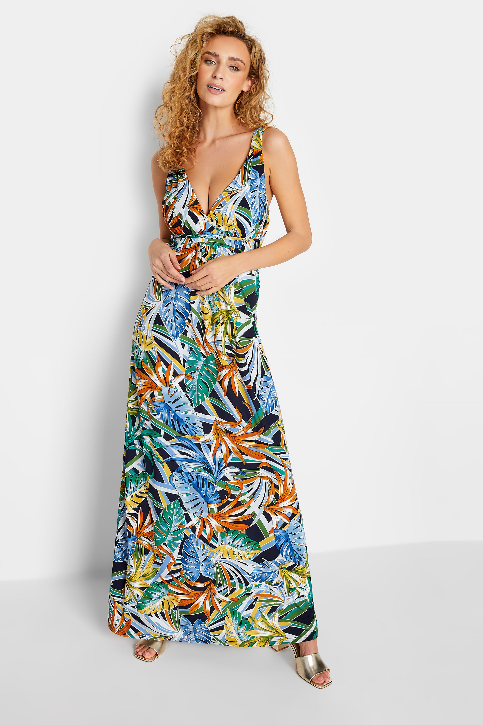 LTS Tall Green Palm Leaf Print Maxi Dress | Long Tall Sally  1